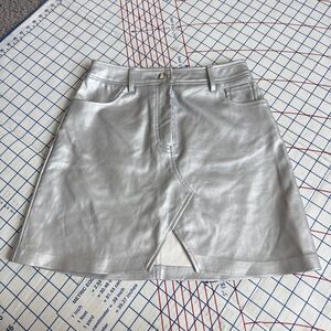 Topshop Silver Metallic Faux Leather Mini Skirt
